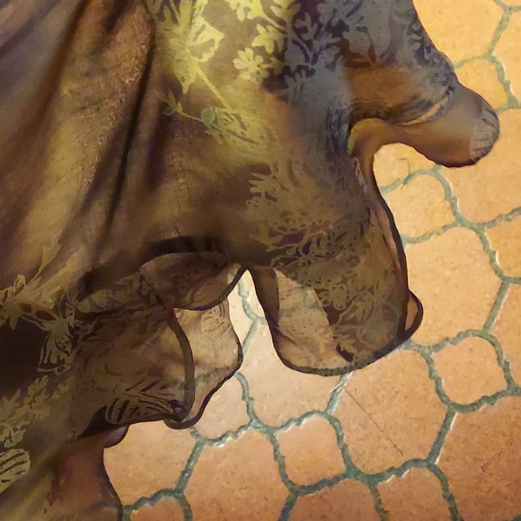 💥3/$50 Positive Attitude Women Brown Floral Polyester Long Sleeve Maxi Length - Picture 8 of 11